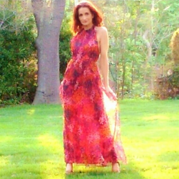 Designer Givenchy Couture Vintage Open Back Chiffon Gown - Picture 2 of 8